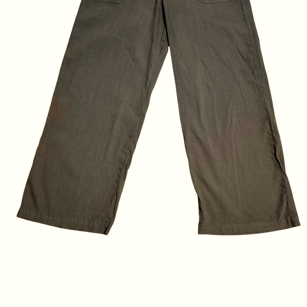 Kut from the Kloth Topaz Wide Leg Linen Blend Pants Olive Green Earthy Size 10 - Picture 5 of 9